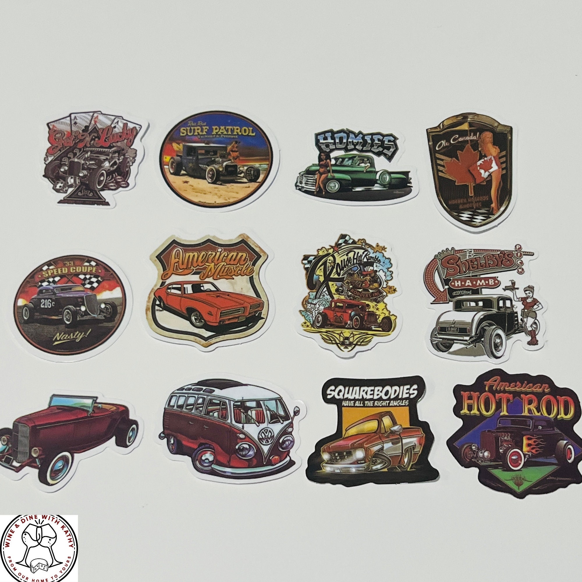 Vintage Car Stickers, Classic Car Stickers, Random Sticker Packs 10/20
