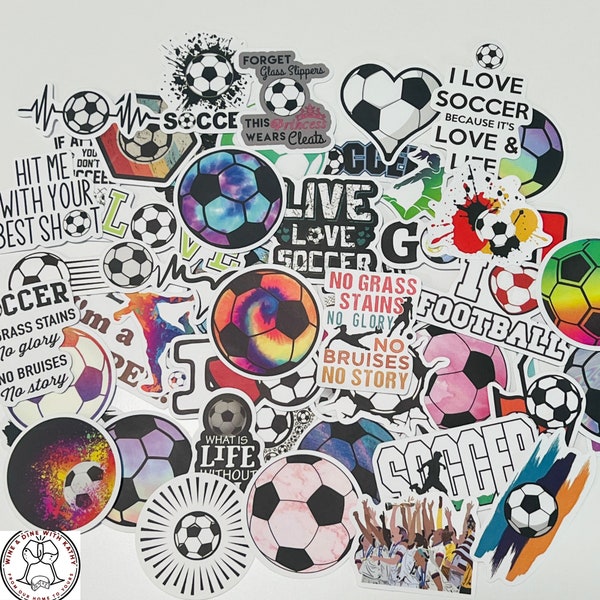 Soccer Stickers, Goals, Soccer Player, Referee, Random Sticker Packs 10/20/50 Pieces, NO REPEATS, Waterproof, Fade Resistant, Free Shipping