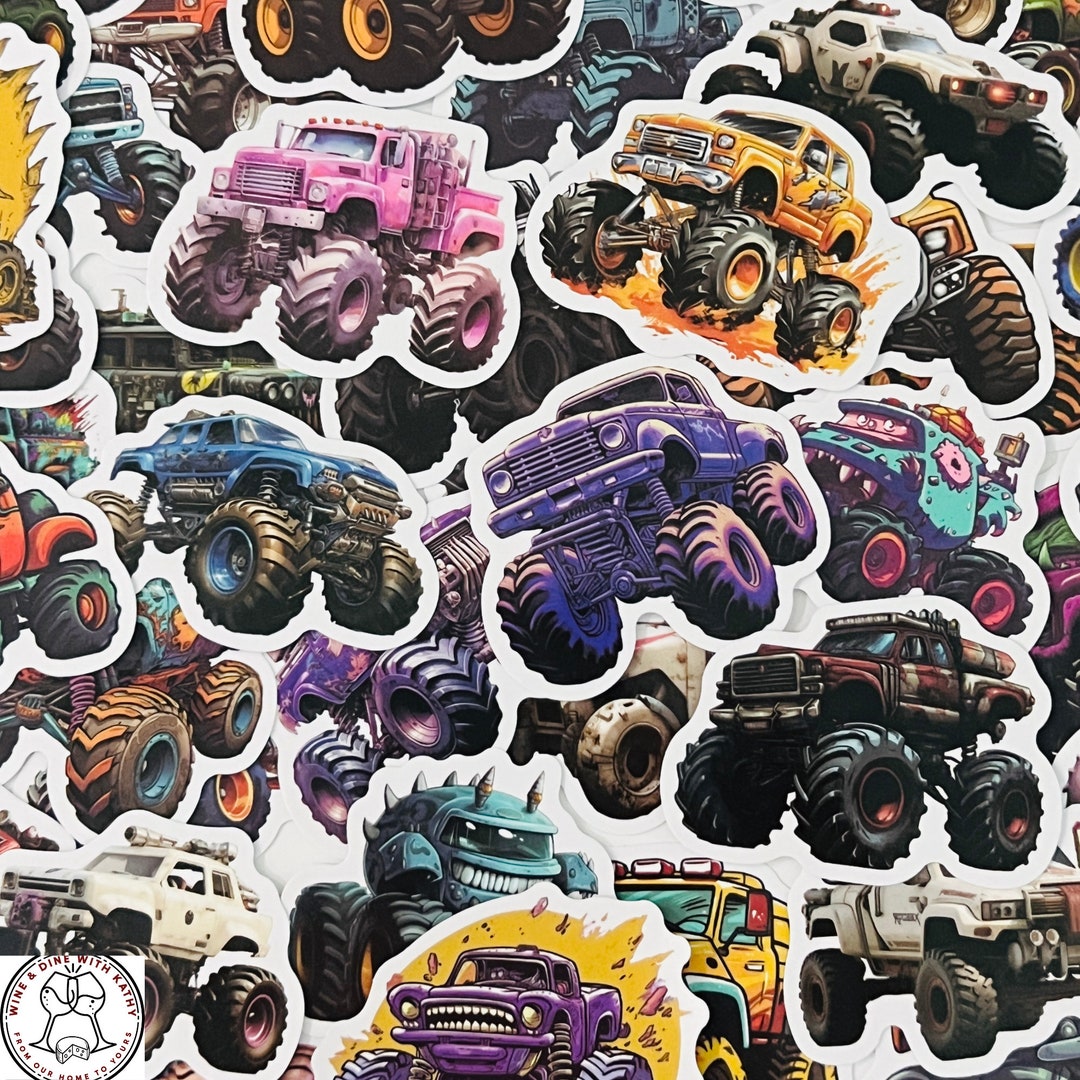 Monster Truck Stickers, Kids Stickers, Trucks, Random Sticker Packs 10 ...