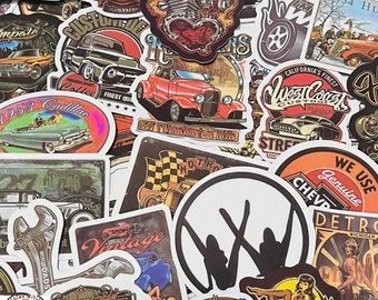 Vintage Car Stickers, Classic Car Stickers, Random Sticker Packs 10/20/50 Pieces, NO REPEATS, Waterproof, Fade Resistant, Free Shipping