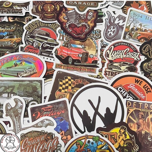 Vintage Car Stickers, Classic Car Stickers, Random Sticker Packs 10/20/50 Pieces, NO REPEATS, Waterproof, Fade Resistant, Free Shipping