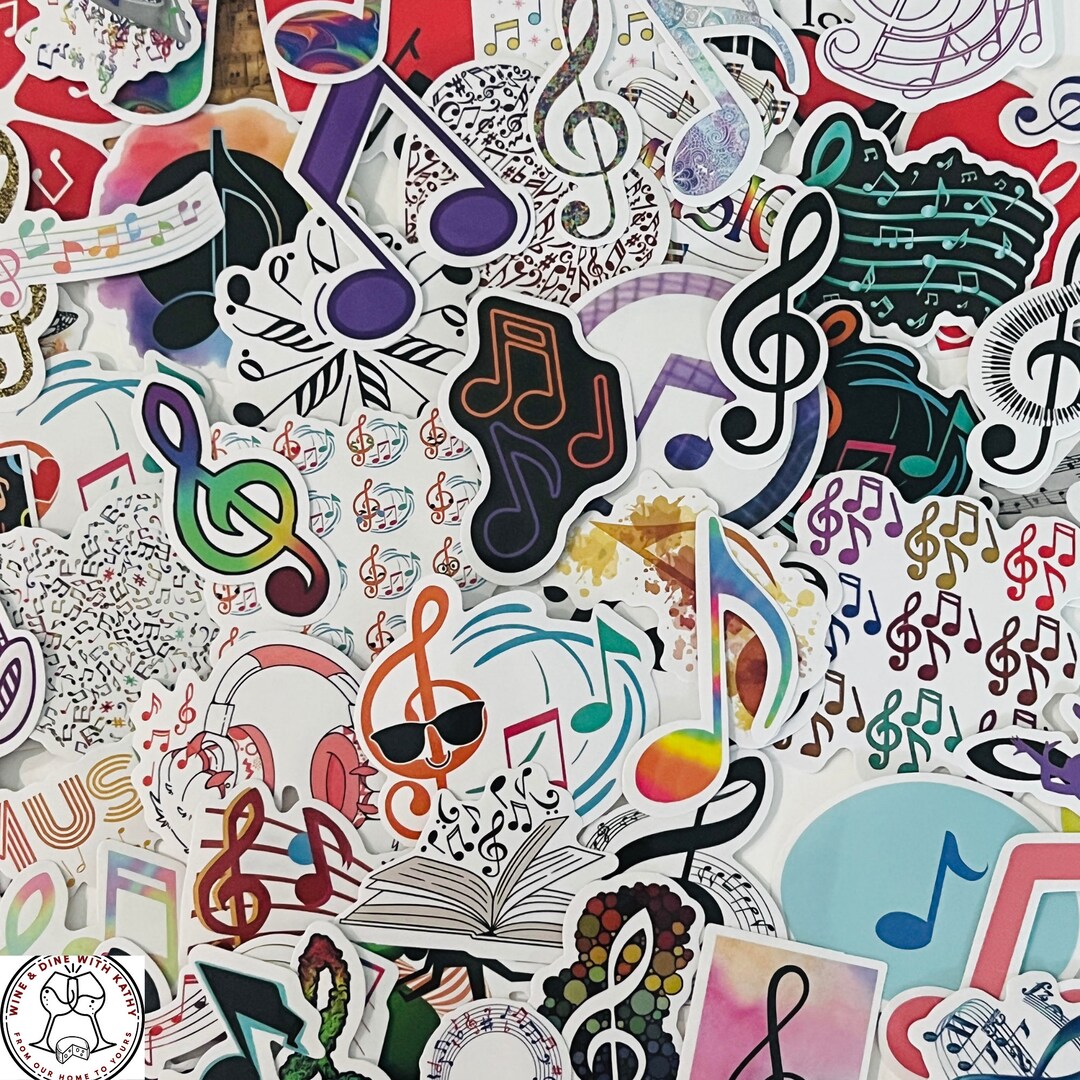 Musical Note Stickers: Waterproof Vinyl Decals, No Repeats - Etsy