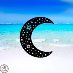Moon With Stars Decal, Mystical Moon Decal, Car Decal, Wall Decal, Indoor/Outdoor, Waterproof, Vinyl, Many Colors & Sizes, FREE SHIPPING