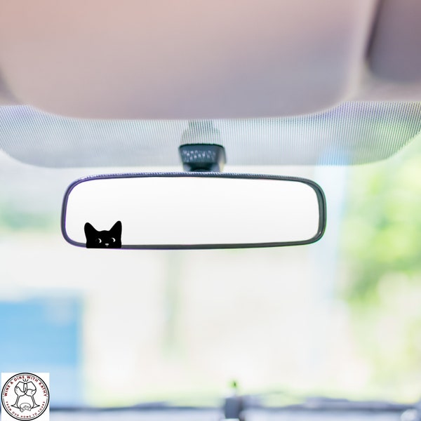 Peeking Cat Mini Decal, Cat Peeking Decal, Rearview Mirror Decal, Mini Decal, Tiny Decal, Indoor/Outdoor Vinyl, Many Colors, FREE SHIPPING