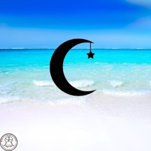 Moon Star Decal, Moon Decal With Star,  Car Decal, Wall Decal, Indoor/Outdoor, Waterproof, Vinyl, Many Colors & Sizes, FREE SHIPPING