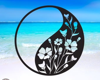 Yoga Yin Yang Wandaufkleber – Selbstklebend & Abziehbar, Dunkelblau 70x92 Cm | Lotus Motiv Für Wohnzimmer, Fitnessraum