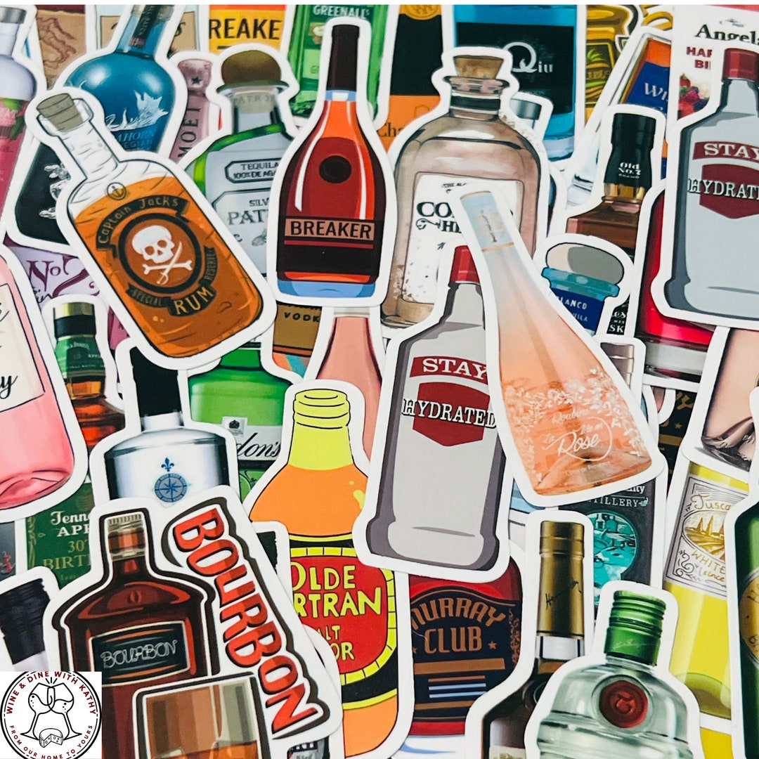 Liquor Bottle Stickers, Tequila, Wine, Champagne, Random Sticker Packs ...