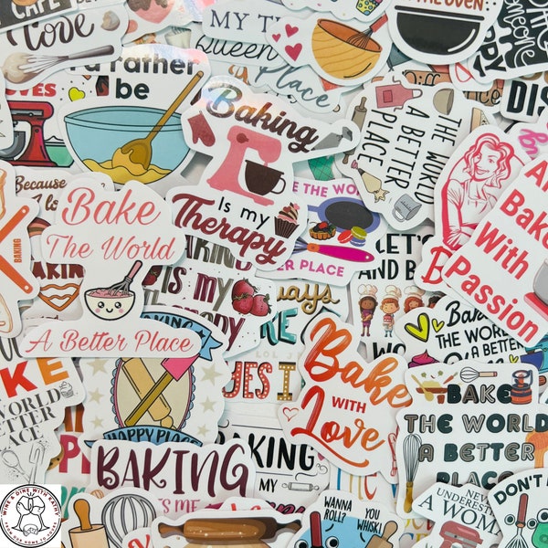 Baking Stickers, Baker Stickers,  Random Sticker Packs 10/20/50 Pieces, NO REPEATS, Waterproof, Fade Resistant, Free Shipping