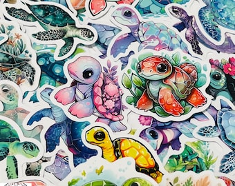 Sea Turtle Stickers, Cute Turtle Stickers, Random Sticker Packs 10/20/50 Pieces, NO REPEATS, Waterproof, Fade Resistant, Free Shipping