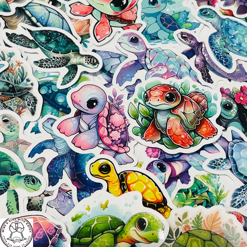 Sea Turtle Stickers, Cute Turtle Stickers, Random Sticker Packs 10/20 ...