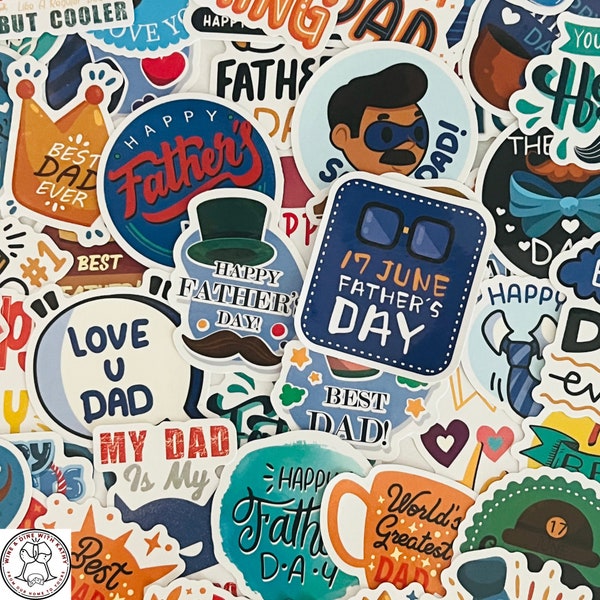 Fathers Day Stickers, Dads Day Stickers, Random Sticker Packs 10/20/50 Pieces, NO REPEATS, Waterproof, Fade Resistant, Free Shipping