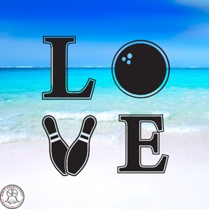 Love Bowling Decal, Bowling Decal, Bowler Car Decal, Wall Decal, Indoor/Outdoor, Waterproof, Vinyl, Many Colors & Sizes, FREE SHIPPING