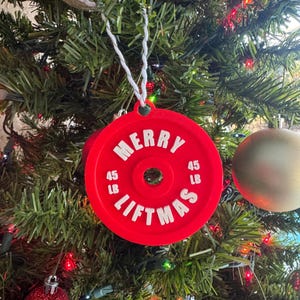 Red Merry Liftmas Barbell Weight Ornament Gym Gifts Weightlifting Gifts Ornament Crossfit Gifts Secret for Friend Gym Ornament Christmas