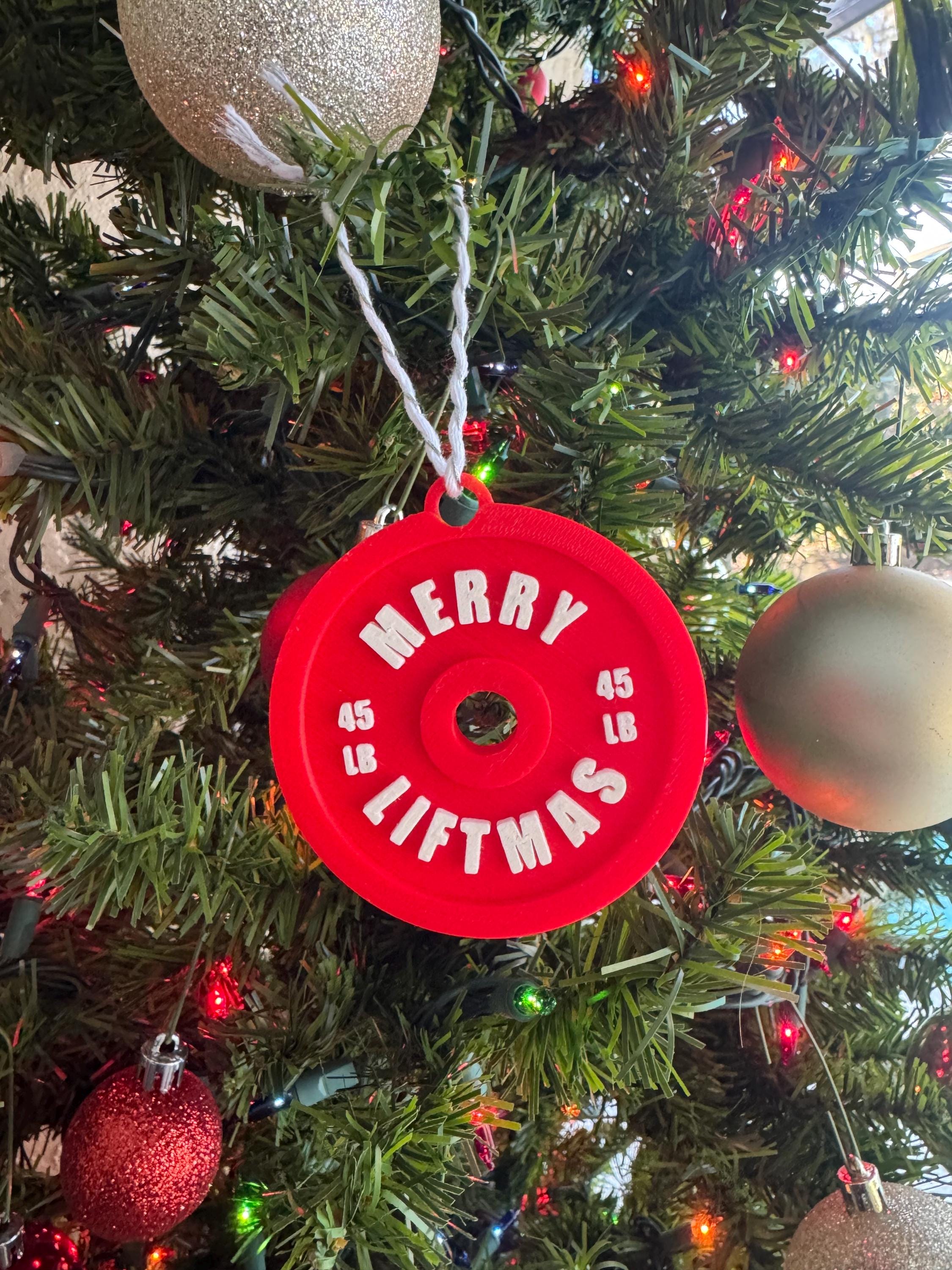 Red Merry Liftmas Barbell Weight Ornament Gym Gifts Weightlifting Gifts Ornament Crossfit Gifts Secret for Friend Gym Ornament Christmas