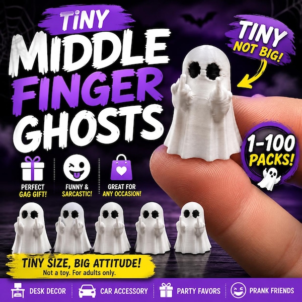 Mini Ghost Middle Finger Figurine – Funny Gag Gift, Halloween Decor & Desk Ornament