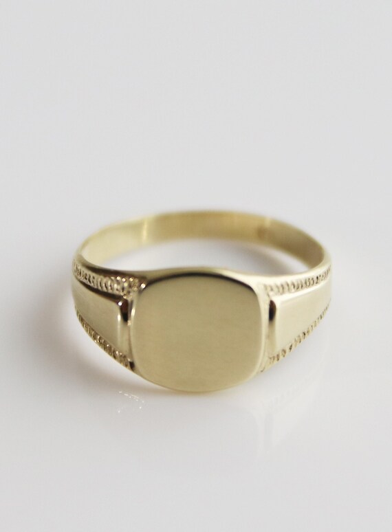 Vintage 8K Solid Gold Blanco Signet Ring, Size 56… - image 2