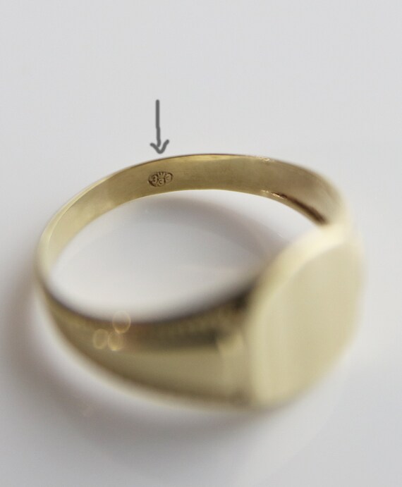 Vintage 8K Solid Gold Blanco Signet Ring, Size 56… - image 3