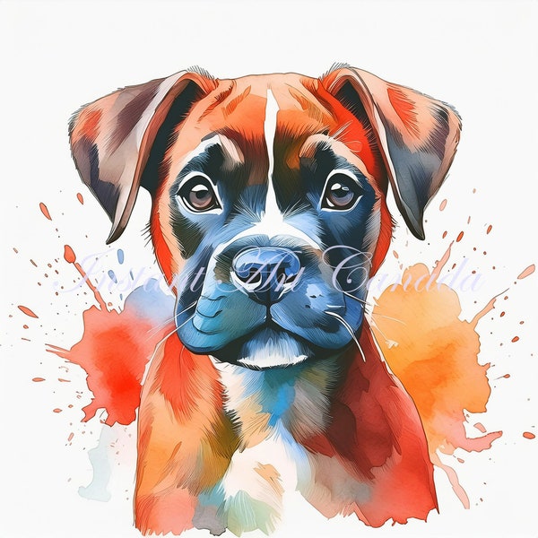 Boxer Puppy Clipart - 5 pack - High Quality JPGs - Instant digital download