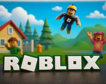 Rblox textlogotyp spelskylt / 3D-tryckt skrivbordstillbehör födelsedagsdekoration