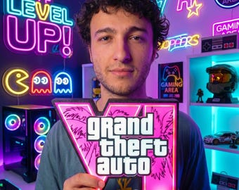 GTA 6 TRAILER 3 NEON Sign - Gamer Gift Grand Theft Auto vi - Vice City Lightbox