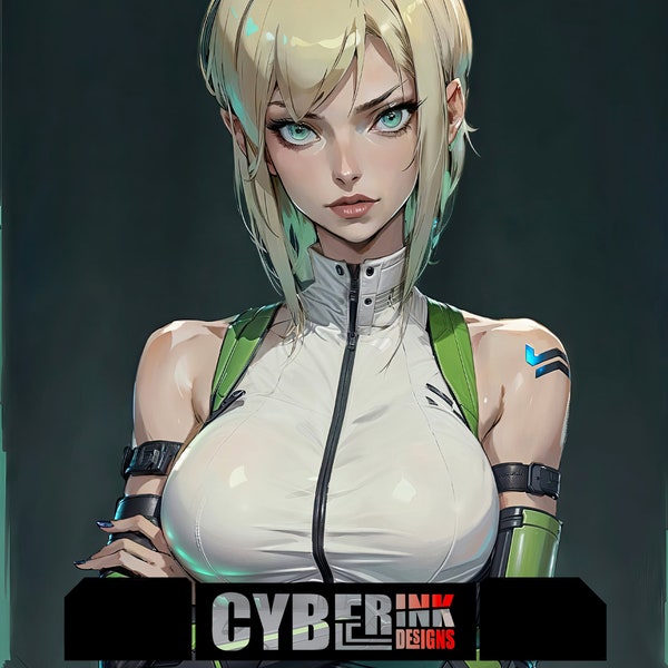 Cyberpunk Anime Girl Art Print - Neon Urban Sci-Fi Wall Art - Gaming Room Decor - Cool Birthday Gift for Gamers