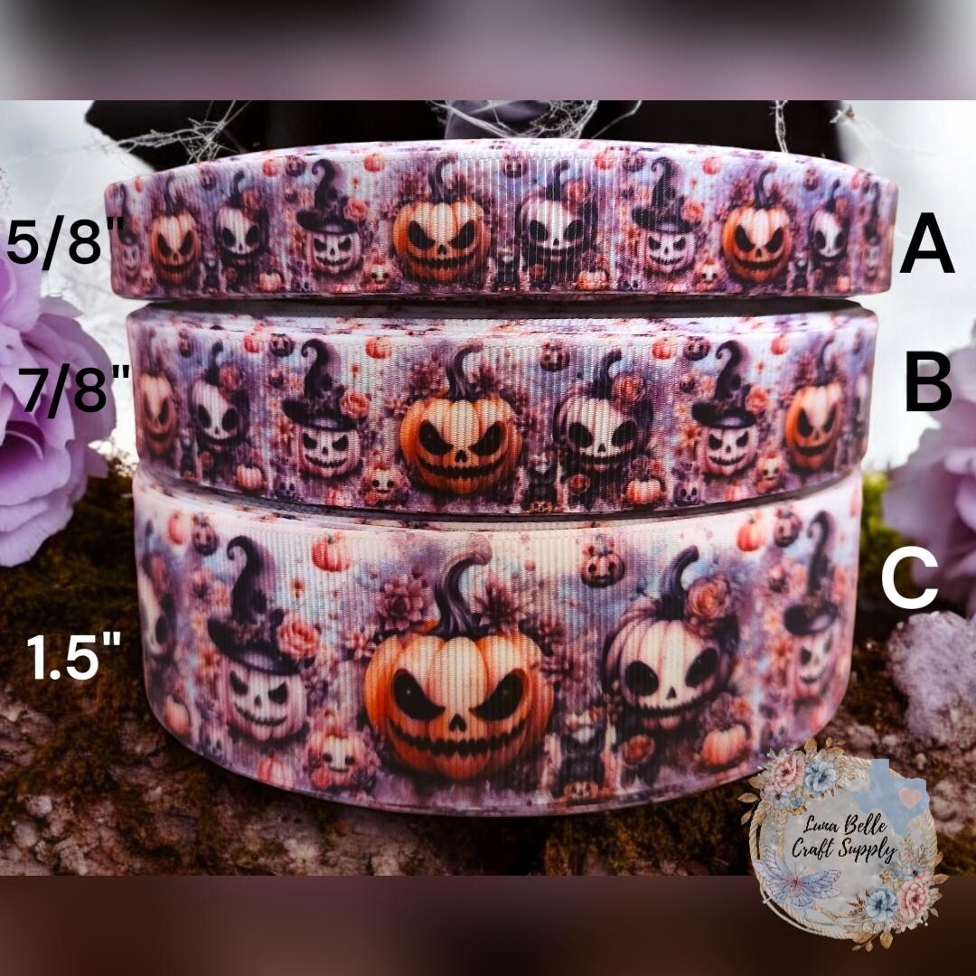 Pumpkin Ribbon Rhinestone 5/8