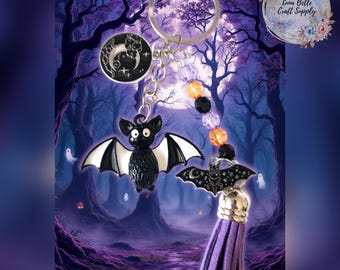 Sleutelhanger vleermuis: Halloween-maanbedel, tassel-portemonnee-bedel