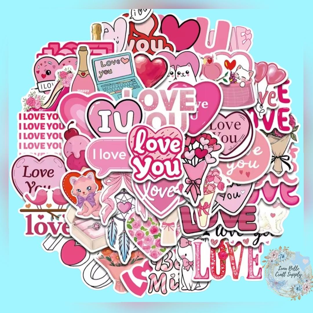 50 Pcs Valentine's Day Lovers Hearts I Love You Stickers - Etsy