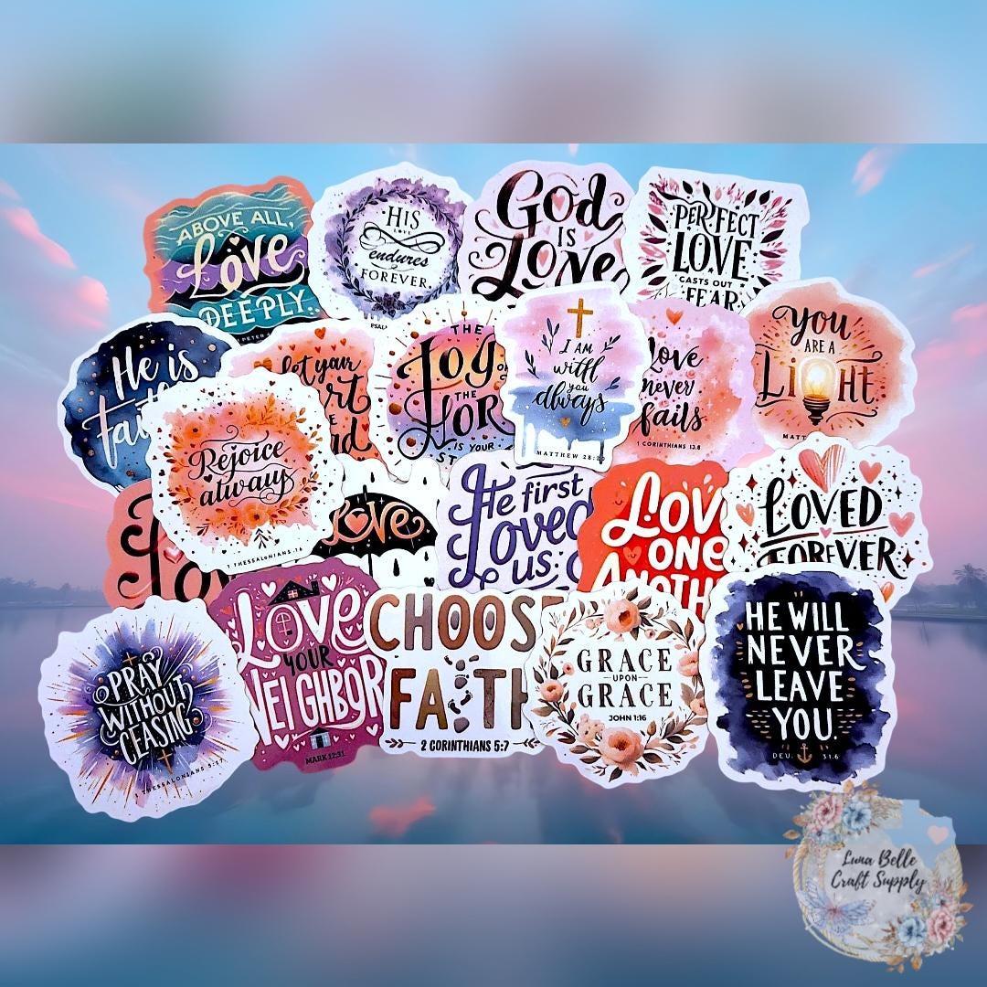 Christian Stickers, Bible Verse, Waterproof Vinyl Decals, Faith Set (25 ...