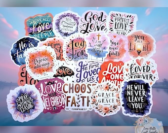 Christian Stickers, Bible Verse, Waterproof Vinyl Decals, Faith Set (25 pc.) - Pack 1