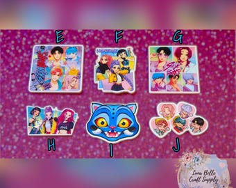 2 o 6 piezas - Figuras planas de resina de 40 mm inspiradas en el Kpop, para manualidades.