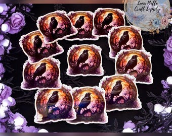 2 or 6 Pieces - Halloween Gothic Raven Crow Spider Webs Resin Planar Flatbacks, DIY Crafts
