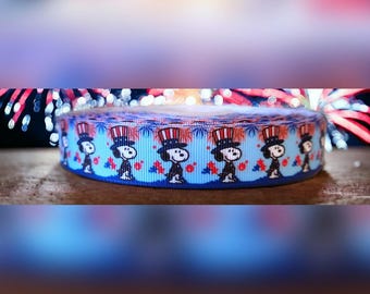 7/8" 4 lipca Dzień Niepodległości amerykański beagle kreskówka pies jajka wstążka świąteczna