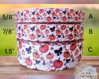 5/8 "oder 7/8" oder 1,5" Kürbisse Bögen Herbst Herbst Band
