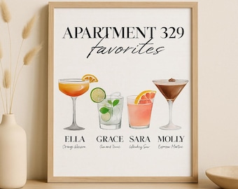Custom Roommate Drink Print – Personalized Cocktail Poster (Digital Download)