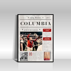 Columbia, South Carolina | University of South Carolina (UofSC) Gamecocks Newspaper Article Print | Instant Digital Download | Wall Art