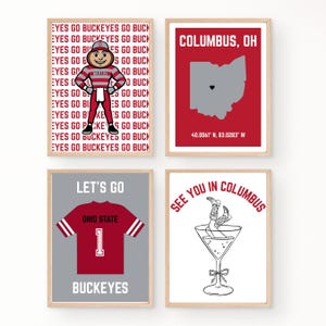 Ohio State University Wall Art, Pack of 4 (Digital Download) | OSU / Ohio State Dorm Art | Preppy Wall Art, Room Decor, Poster Print, Bucks