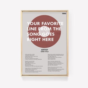 Lyric Wall Art | Vinyl Lyric Poster | Song Print | Custom Lyric Poster | Personalised Lyric Poster | Favourite Music Print