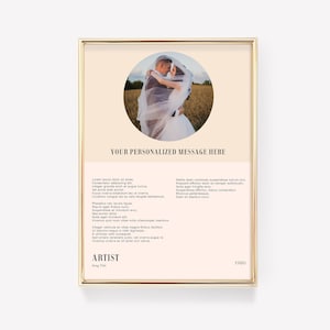 Custom Lyric Poster | Lyric Wall Art | Custom Song Print | Custom Music Poster | Personalised Lyric Print | Wedding Gift | Anniversary Gift