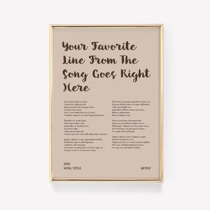 Lyric Poster | Custom Framed Song Lyric Print | Lyric Wall Art | Music Poster | Personalised Lyric Print | Gift for Music Lover | Lyric Art