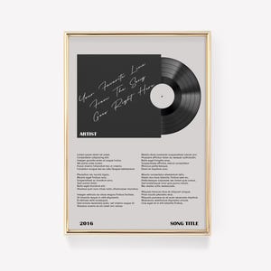 Custom Lyric Print | Vinyl Lyric Print | Song Wall Art | Custom Lyric Poster | Custom Album Poster | Favourite Song Print