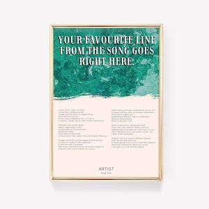 Custom Lyric Poster | Lyric Wall Art | Custom Music Poster | Song Print | Personalised Lyric Print | Gift for Music Lover | Music Wall Art