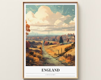 Coventry Travel Poster | England Travel Decor | England Poster | Coventry Print | Travel Print | England Wall Decor | Vintage Canvas Print