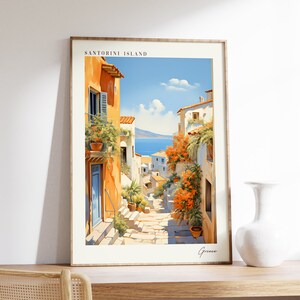 Santorini Island Travel Poster | Greece Travel Decor | Greece Poster | Santorini Island Print | Travel Print