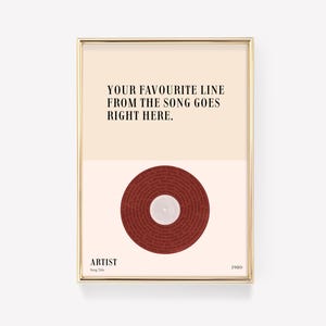 Custom Lyric Print | Personalised Vinyl Print | Song Wall Art | Lyric Poster | Favourite Song Print | Custom Lyric Poster