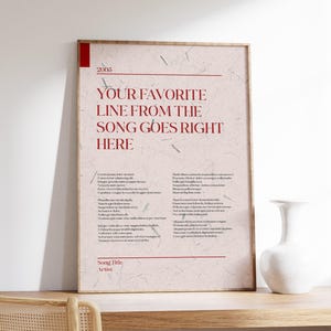 Lyric Poster | Custom Song Lyric Print | Music Poster | Lyric Wall Art | Personalised Lyric Print | Gift for Music Lover | Lyric Print