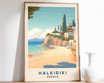 Chalkidiki Reise Poster | Griechenland Reise Dekor | Griechenland Kunstwerk | Griechenland Poster | Chalkidiki Kunstdruck | Chalkidiki Kunstwerk | Vintage Reise Druck