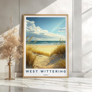 West Wittering-print | Chichester-poster | Strandkunst Engeland | Britse kustmuurkunst | West Wittering Beach | Afdruk aan zee