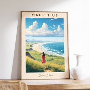 Indische Ozean Reise Poster | Indischer Ozean Reise Poster | Indischer Ozean-Wand-Dekor | Mauretanien Poster | Reise-Druck