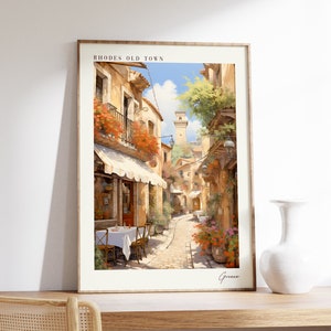 Rhodes Old Town Travel Poster | Greece Travel Decor | Greece Poster | Rhodes Old Town Print | Travel Print